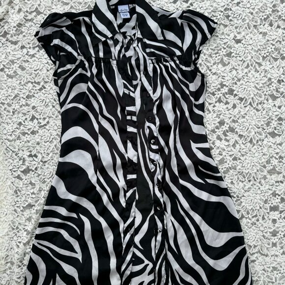 Y2k Zebra Print Collared Dress - Picture 8 of 8